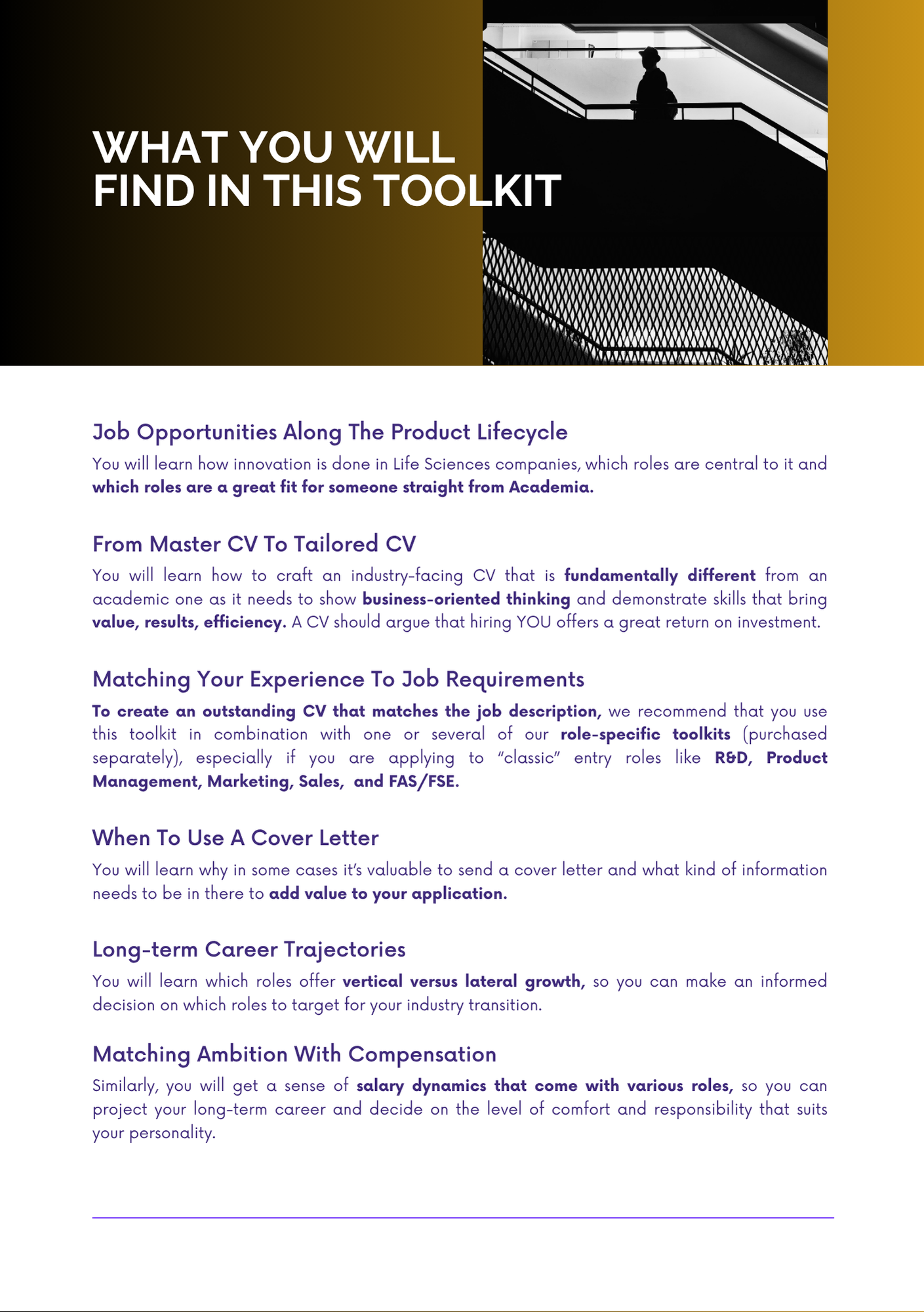 Application Toolkit for Jobs in Life Sciences Innovation Companies